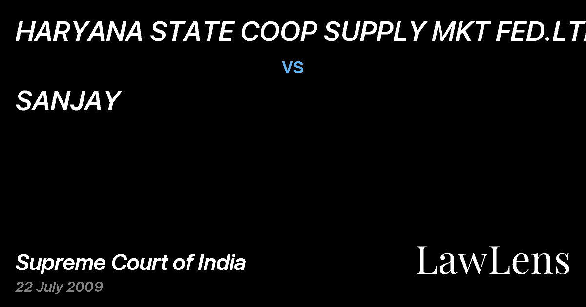 Preview image for HARYANA STATE COOP SUPPLY MKT FED.LTD. vs. SANJAY