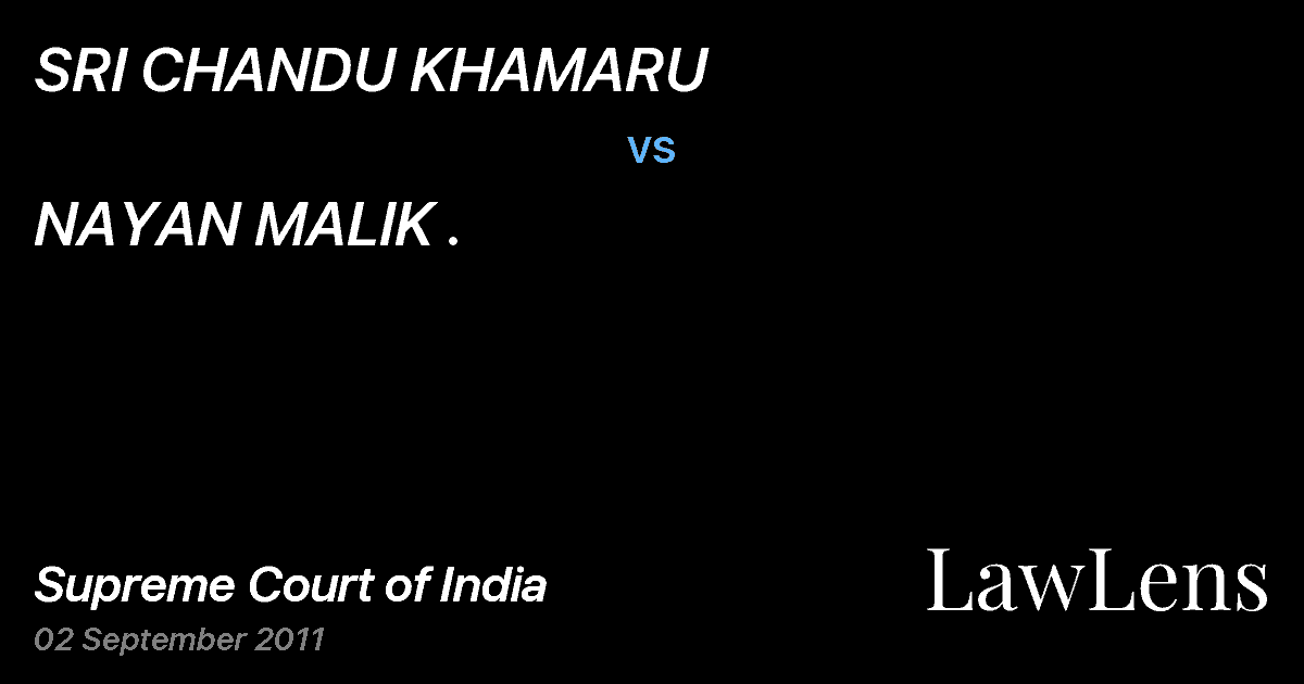 Preview image for SRI CHANDU KHAMARU vs. NAYAN MALIK .