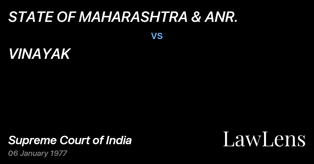 Preview image for STATE OF MAHARASHTRA & ANR. vs. VINAYAK