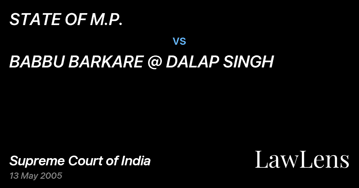 Preview image for STATE OF M.P. vs. BABBU BARKARE @ DALAP SINGH