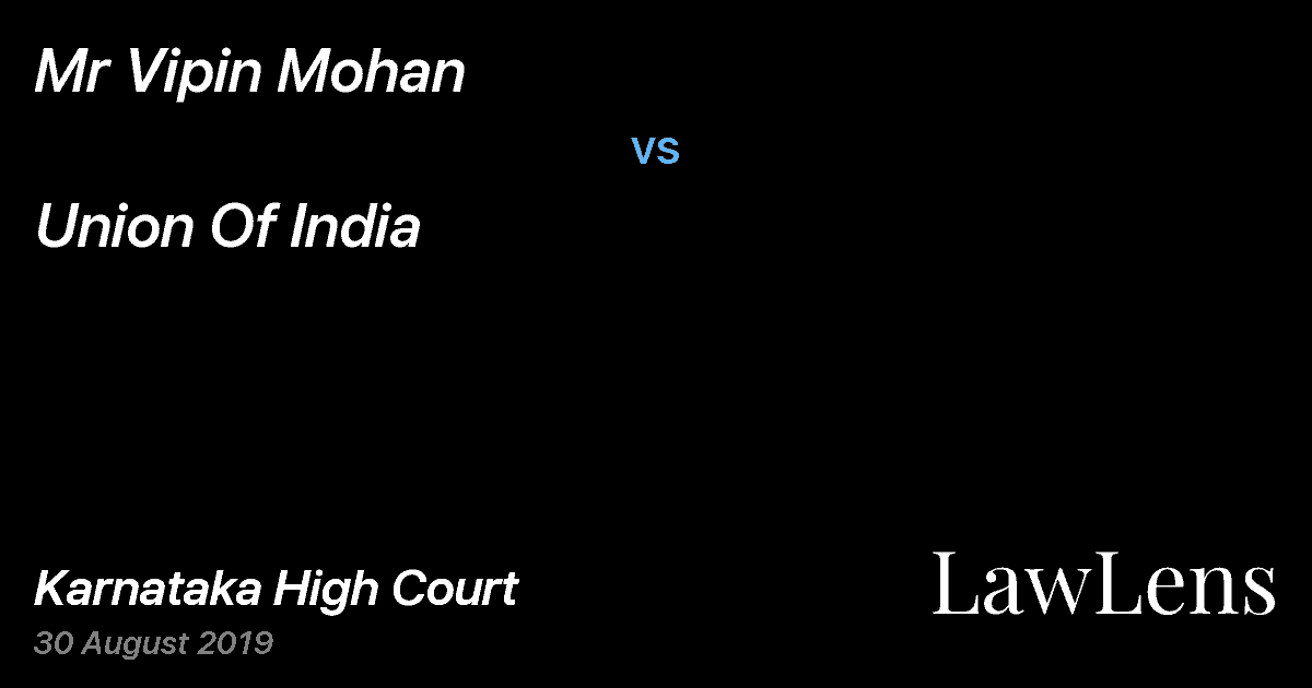 Preview image for Mr Vipin Mohan vs. Union Of India