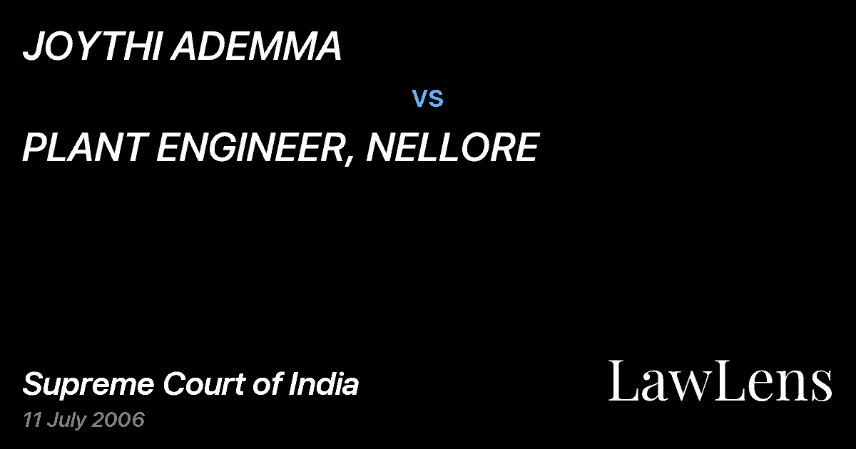 Preview image for JOYTHI ADEMMA vs. PLANT ENGINEER, NELLORE