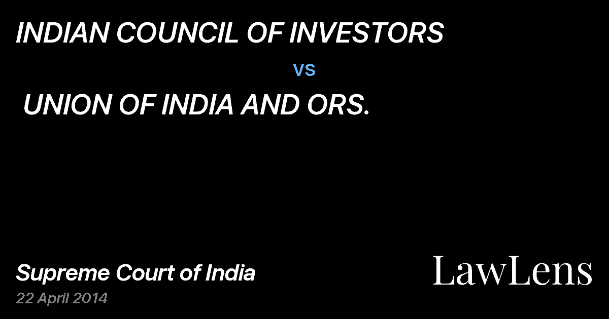 Preview image for INDIAN COUNCIL OF INVESTORS  vs.  UNION OF INDIA AND ORS.