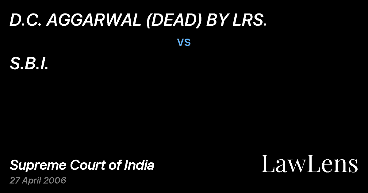 Preview image for D.C. AGGARWAL (DEAD) BY LRS. vs. S.B.I.