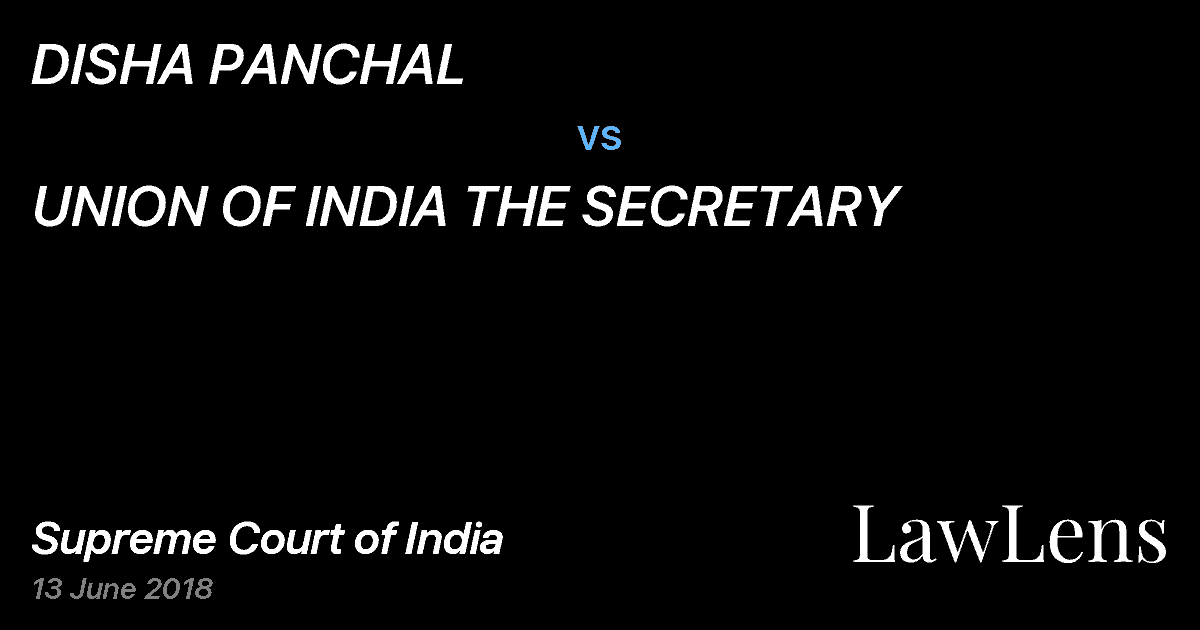 Preview image for DISHA PANCHAL vs. UNION OF INDIA THE SECRETARY