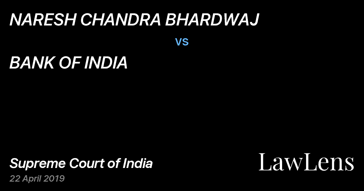 Preview image for NARESH CHANDRA BHARDWAJ vs. BANK OF INDIA