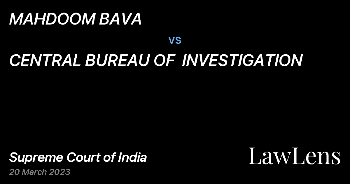 Preview image for MAHDOOM BAVA vs. CENTRAL BUREAU OF  INVESTIGATION