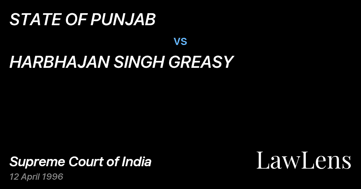 Preview image for STATE OF PUNJAB vs. HARBHAJAN SINGH GREASY