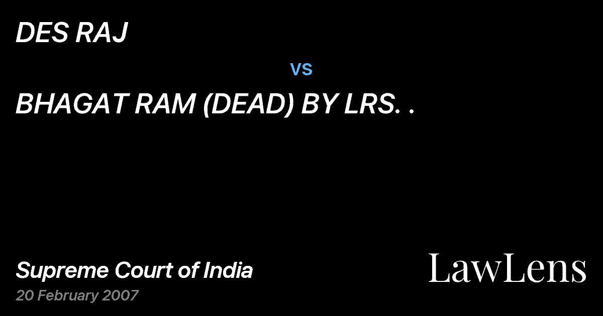 Preview image for DES RAJ vs. BHAGAT RAM (DEAD) BY LRS. .