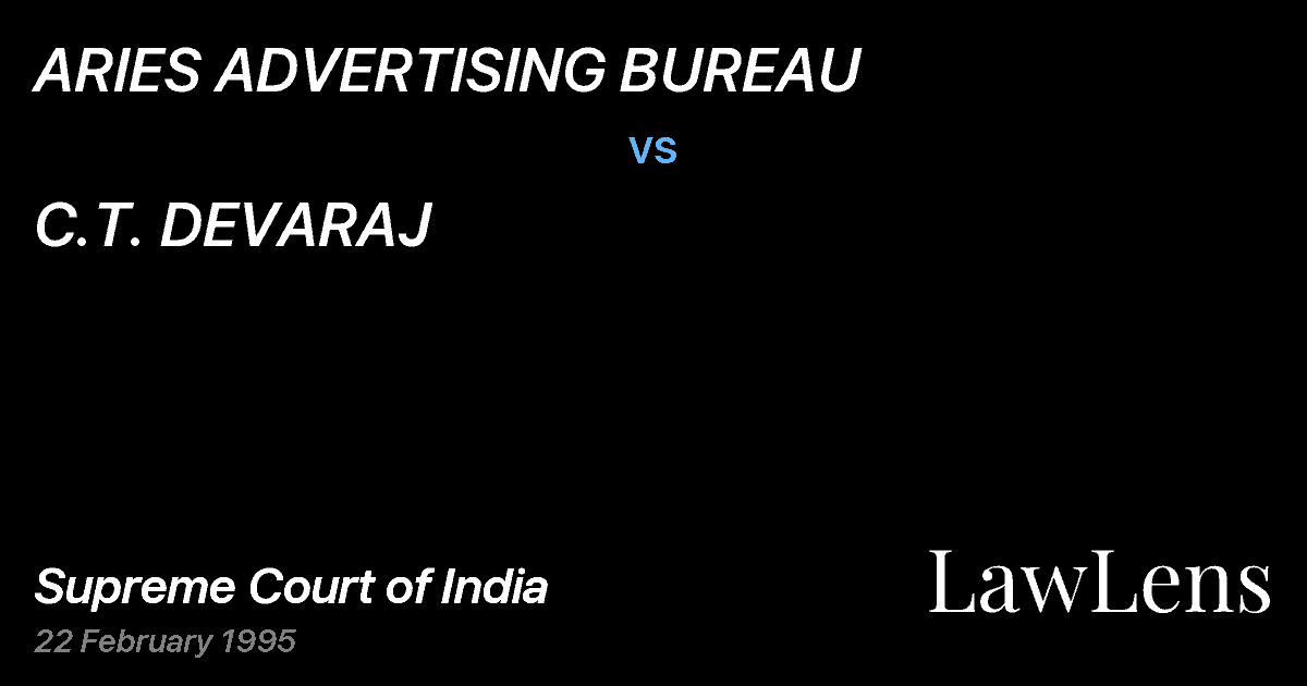 Preview image for ARIES ADVERTISING BUREAU vs. C.T. DEVARAJ