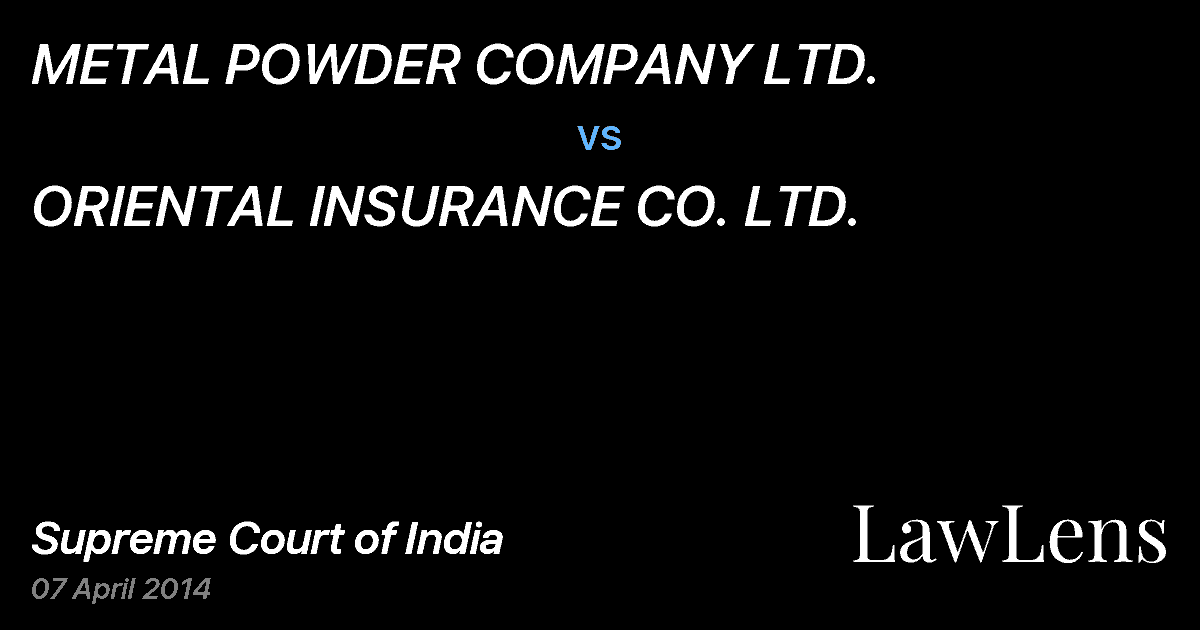 Preview image for METAL POWDER COMPANY LTD. vs. ORIENTAL INSURANCE CO. LTD.