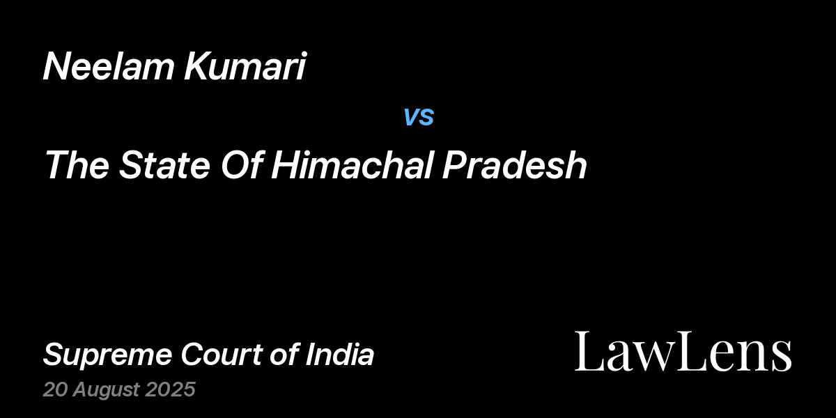 Preview image for NEELAM KUMARI vs. THE STATE OF HIMACHAL PRADESH