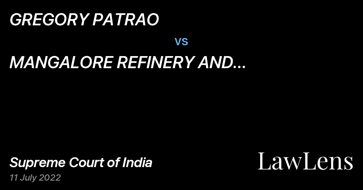 Preview image for GREGORY PATRAO vs. MANGALORE REFINERY AND PETROCHEMICALS LIMITED