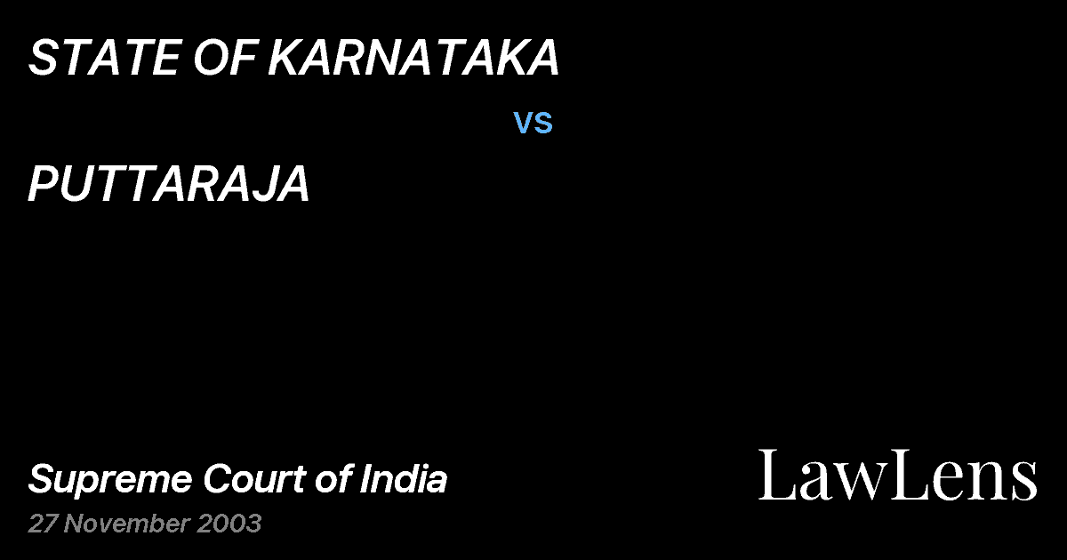 Preview image for STATE OF KARNATAKA vs. PUTTARAJA