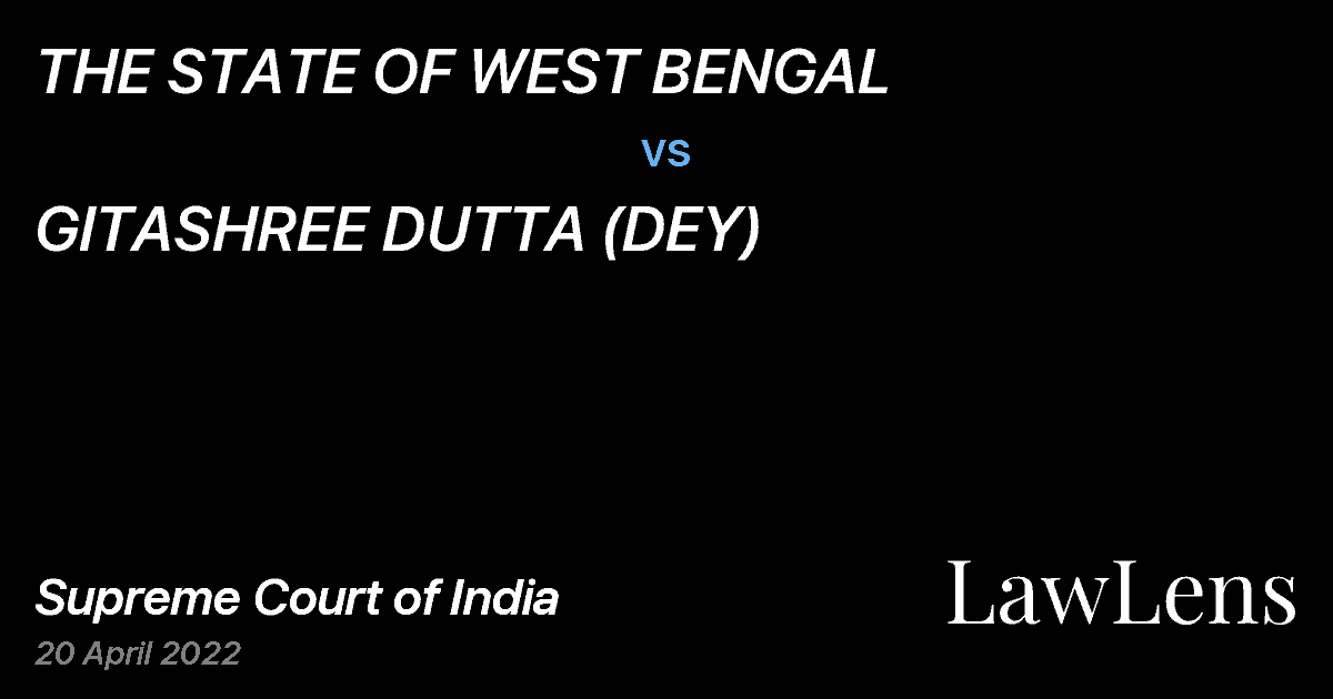 Preview image for THE STATE OF WEST BENGAL vs. GITASHREE DUTTA (DEY)