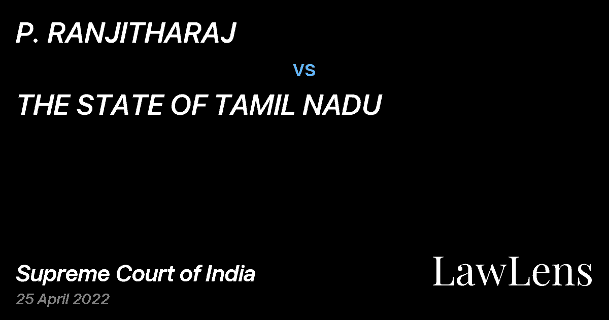 Preview image for P. RANJITHARAJ vs. THE STATE OF TAMIL NADU
