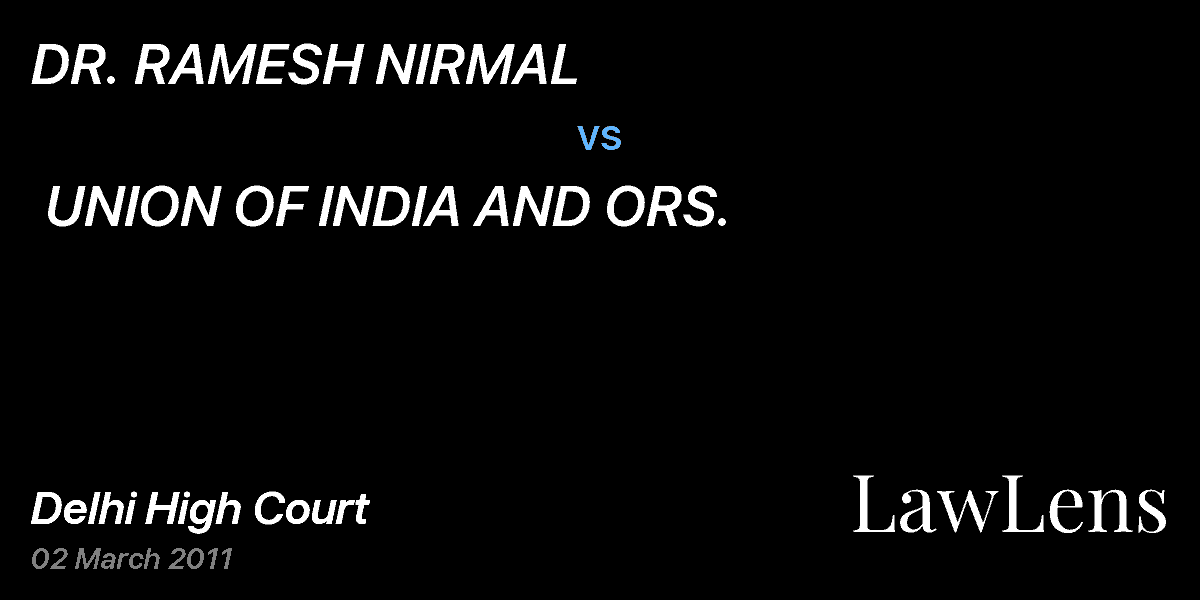 Preview image for DR. RAMESH NIRMAL  vs.  UNION OF INDIA AND ORS.