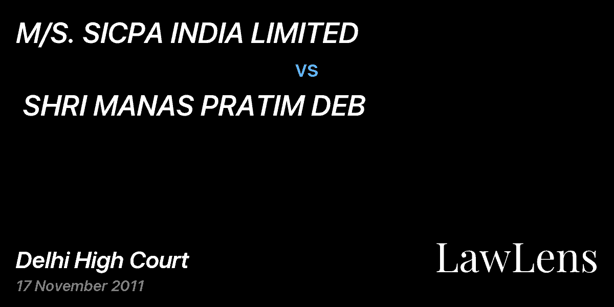 Preview image for M/S. SICPA INDIA LIMITED  vs.  SHRI MANAS PRATIM DEB