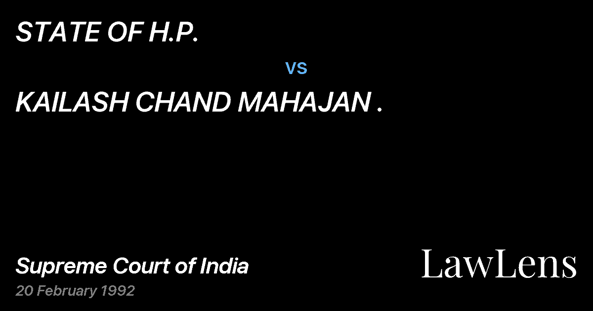 Preview image for STATE OF H.P. vs. KAILASH CHAND MAHAJAN .