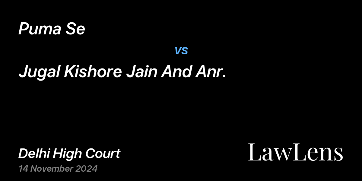 Preview image for Puma Se vs. Jugal Kishore Jain And Anr.