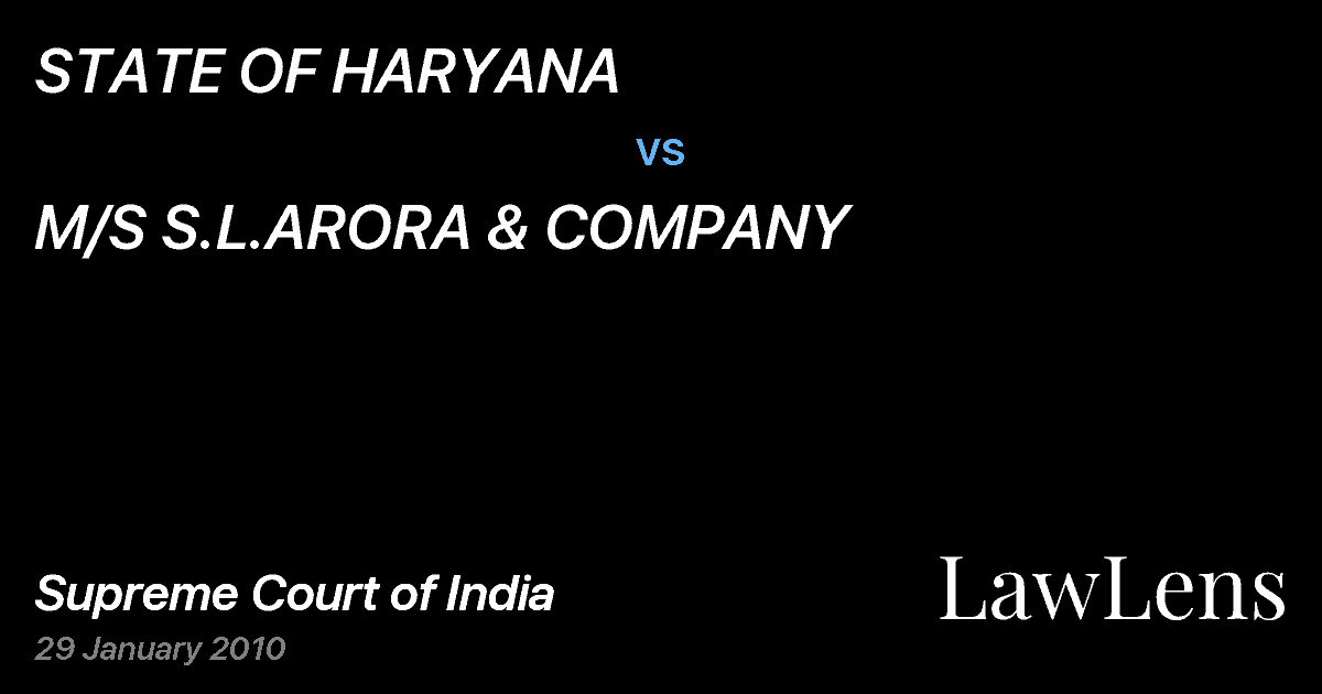 Preview image for STATE OF HARYANA vs. M/S S.L.ARORA & COMPANY
