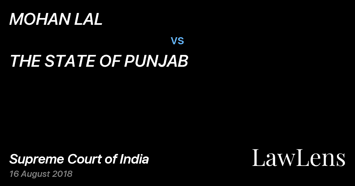 Preview image for MOHAN LAL vs. THE STATE OF PUNJAB