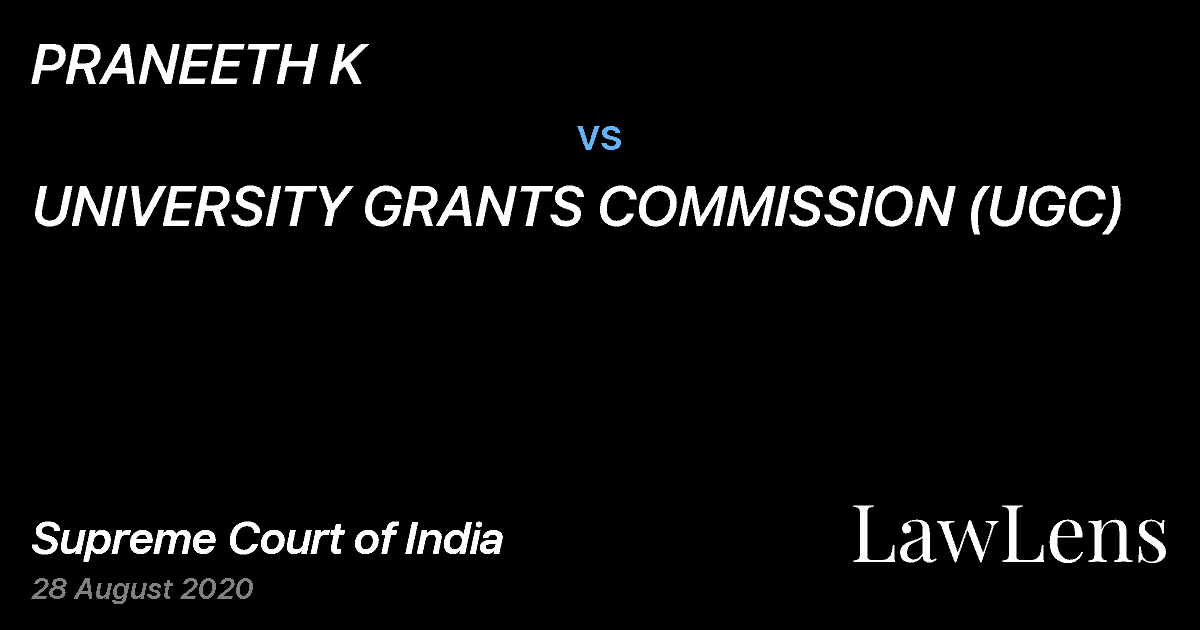 Preview image for PRANEETH K vs. UNIVERSITY GRANTS COMMISSION (UGC)
