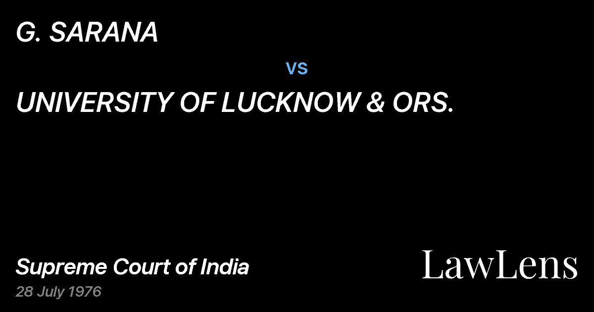 Preview image for G. SARANA vs. UNIVERSITY OF LUCKNOW & ORS.