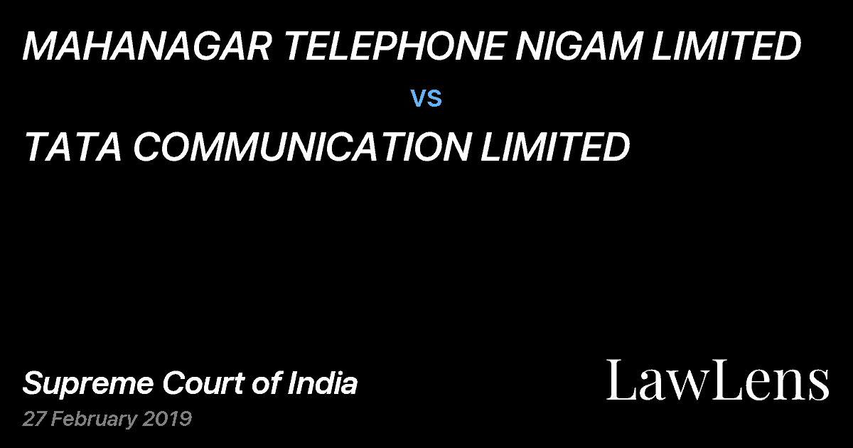 Preview image for MAHANAGAR TELEPHONE NIGAM LIMITED vs. TATA COMMUNICATION LIMITED