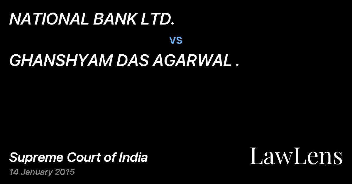 Preview image for NATIONAL BANK LTD. vs. GHANSHYAM DAS AGARWAL .