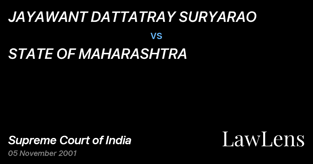 Preview image for JAYAWANT DATTATRAY SURYARAO vs. STATE OF MAHARASHTRA