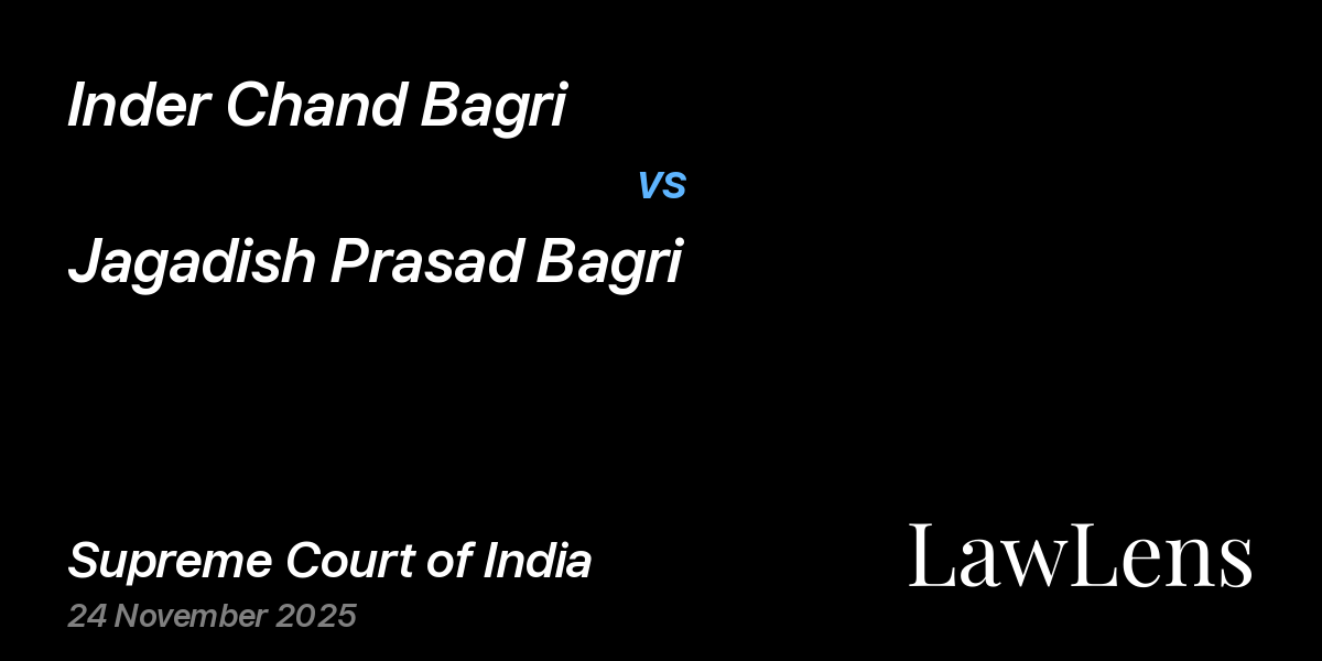Preview image for Inder Chand Bagri vs. Jagadish Prasad Bagri