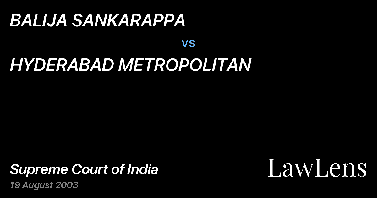 Preview image for BALIJA SANKARAPPA vs. HYDERABAD METROPOLITAN
