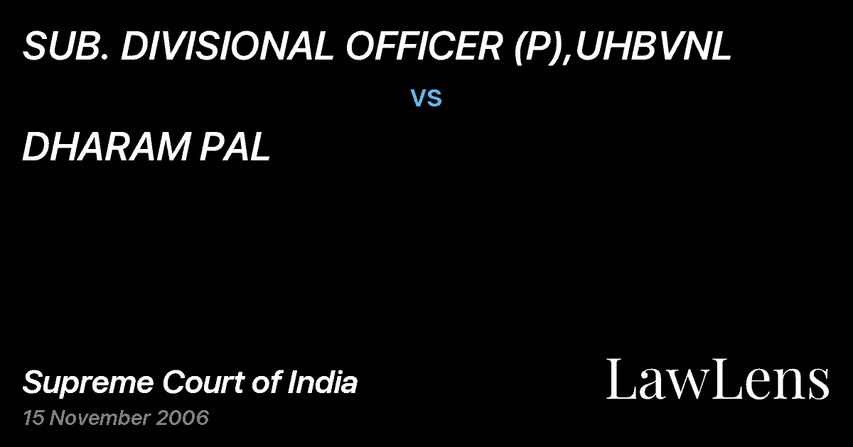 Preview image for SUB. DIVISIONAL OFFICER (P),UHBVNL vs. DHARAM PAL