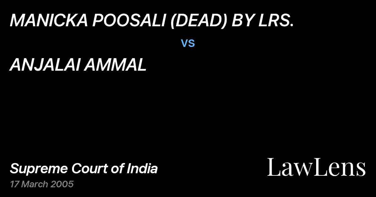 Preview image for MANICKA POOSALI (DEAD) BY LRS. vs. ANJALAI AMMAL