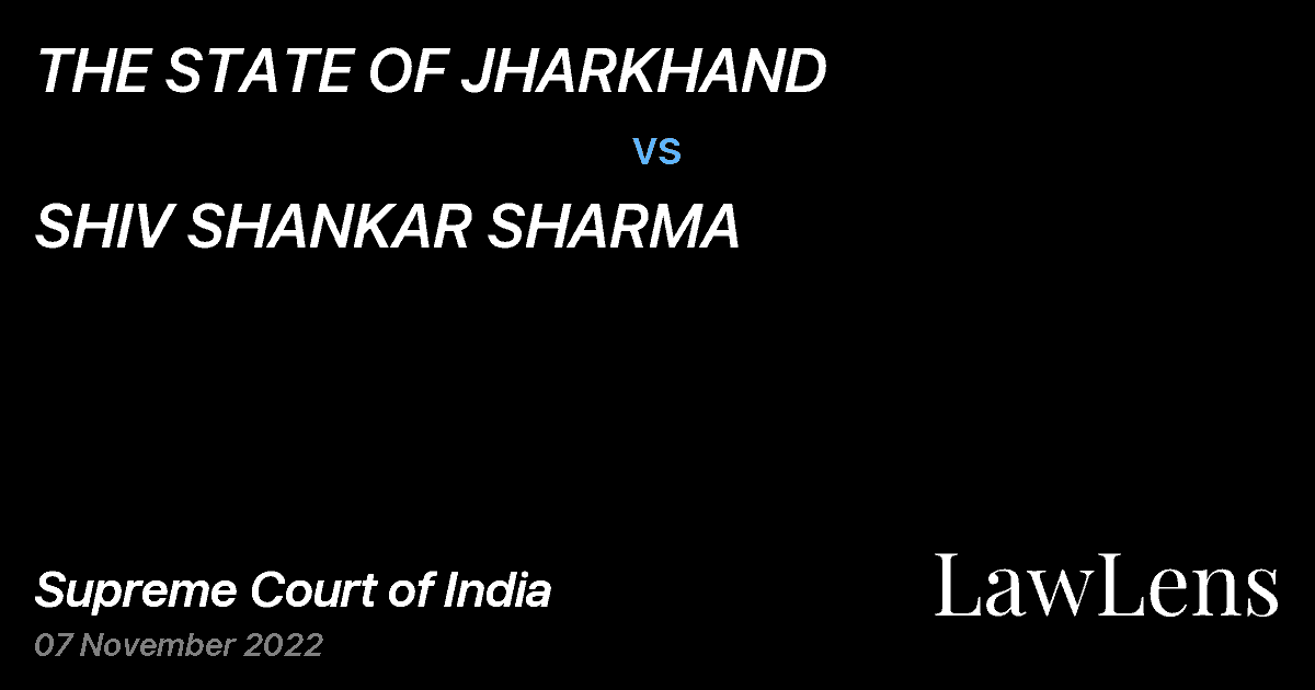 Preview image for THE STATE OF JHARKHAND vs. SHIV SHANKAR SHARMA
