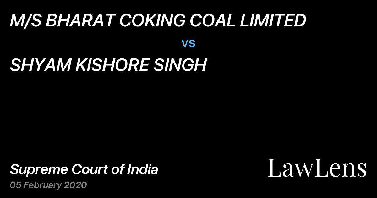 Preview image for M/S BHARAT COKING COAL LIMITED vs. SHYAM KISHORE SINGH