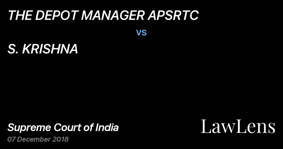 Preview image for THE DEPOT MANAGER APSRTC vs. S. KRISHNA
