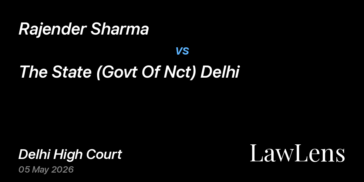 Preview image for Rajender Sharma vs. The State (Govt Of Nct) Delhi