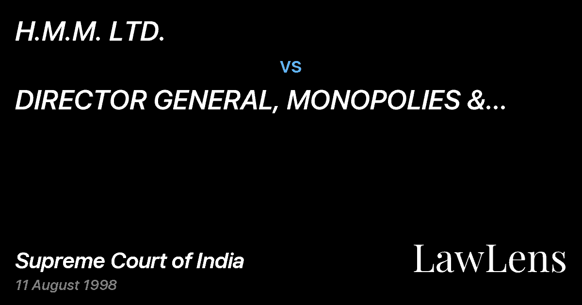 Preview image for H.M.M. LTD. vs. DIRECTOR GENERAL, MONOPOLIES & RESTRICTED TRADE PRACTICESCO