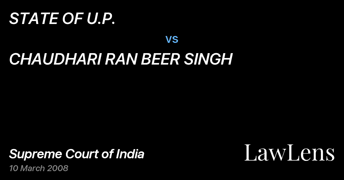Preview image for STATE OF U.P. vs. CHAUDHARI RAN BEER SINGH