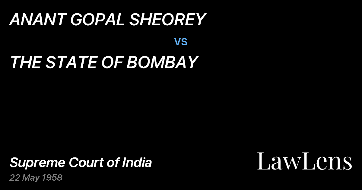 Preview image for ANANT GOPAL SHEOREY vs. THE STATE OF BOMBAY