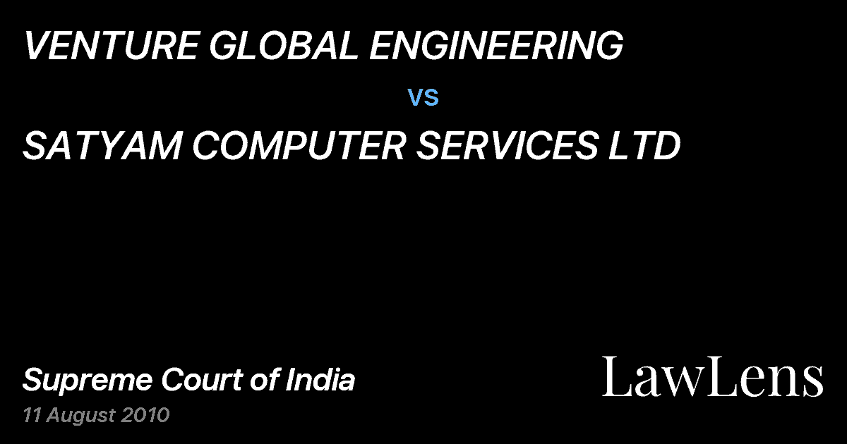 Preview image for VENTURE GLOBAL ENGINEERING vs. SATYAM COMPUTER SERVICES LTD
