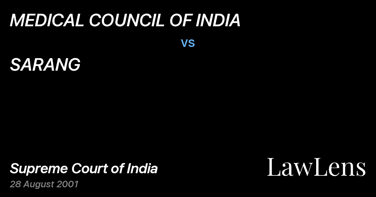 Preview image for MEDICAL COUNCIL OF INDIA vs. SARANG