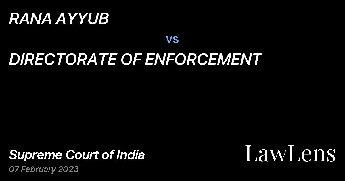 Preview image for RANA AYYUB vs. DIRECTORATE OF ENFORCEMENT