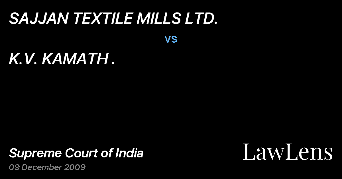 Preview image for SAJJAN TEXTILE MILLS LTD. vs. K.V. KAMATH .
