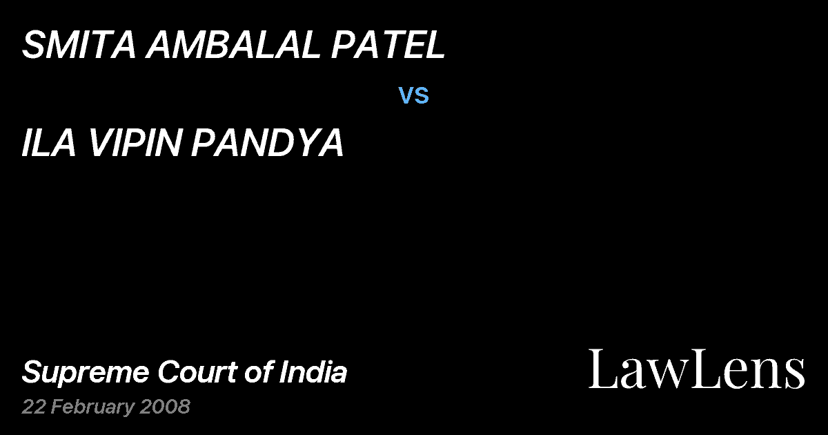 Preview image for SMITA AMBALAL PATEL vs. ILA VIPIN PANDYA