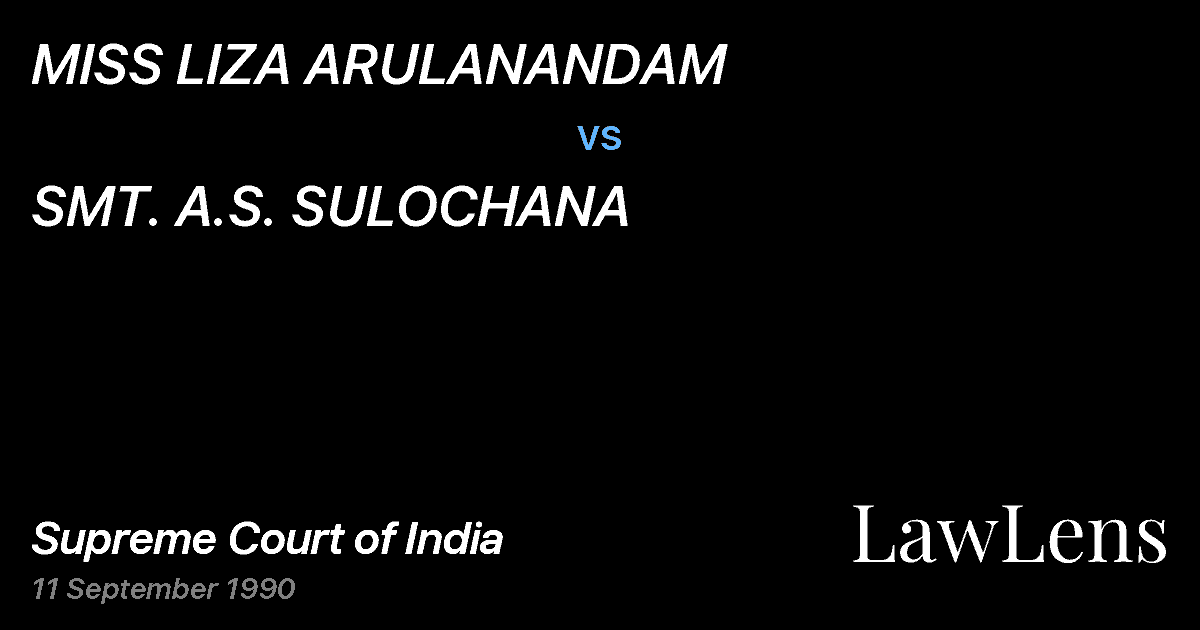 Preview image for MISS LIZA ARULANANDAM vs. SMT. A.S. SULOCHANA