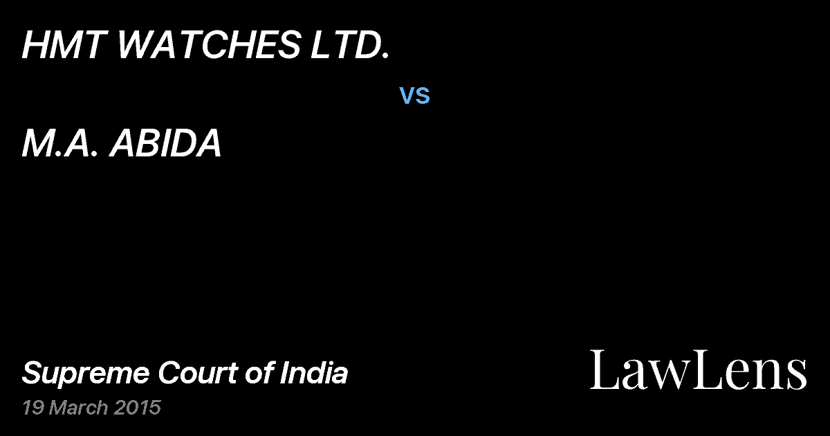Preview image for HMT WATCHES LTD. vs. M.A. ABIDA