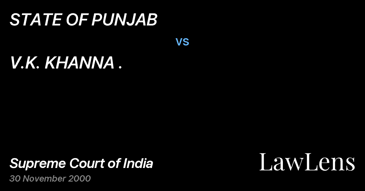 Preview image for STATE OF PUNJAB vs. V.K. KHANNA .